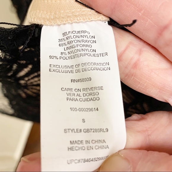 GB Black Guipure Lace Bandeau Cut Out Dress Cocktail Midi - Picture 8 of 12